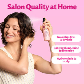 Luseta spray applied to wet hair demonstrating detangling and added moisture