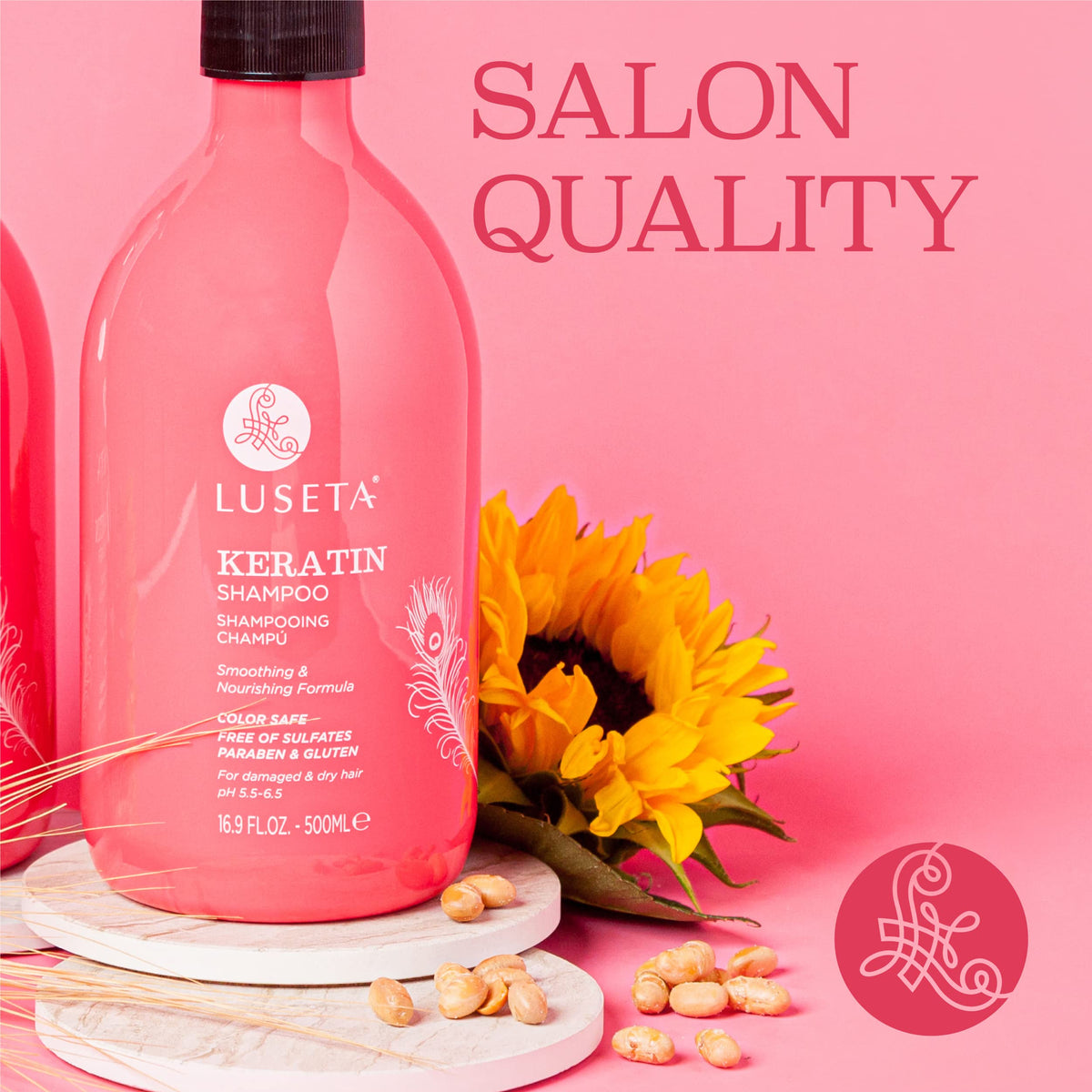 LUSĒTA creamy lather texture close-up showing keratin-rich formula for smoother strands
