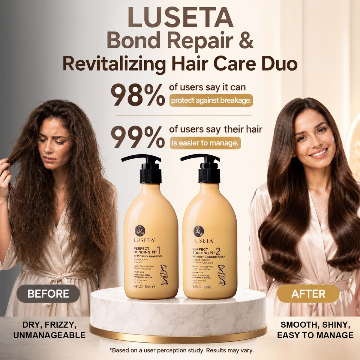 LUSETA shampoo lather texture demonstrating gentle cleansing