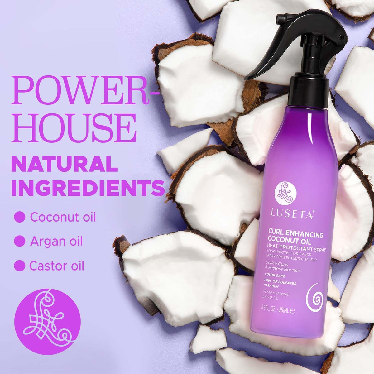 Luseta texture with visible oil droplets illustrating nourishing coconut and argan