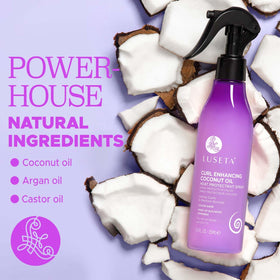 Luseta texture with visible oil droplets illustrating nourishing coconut and argan