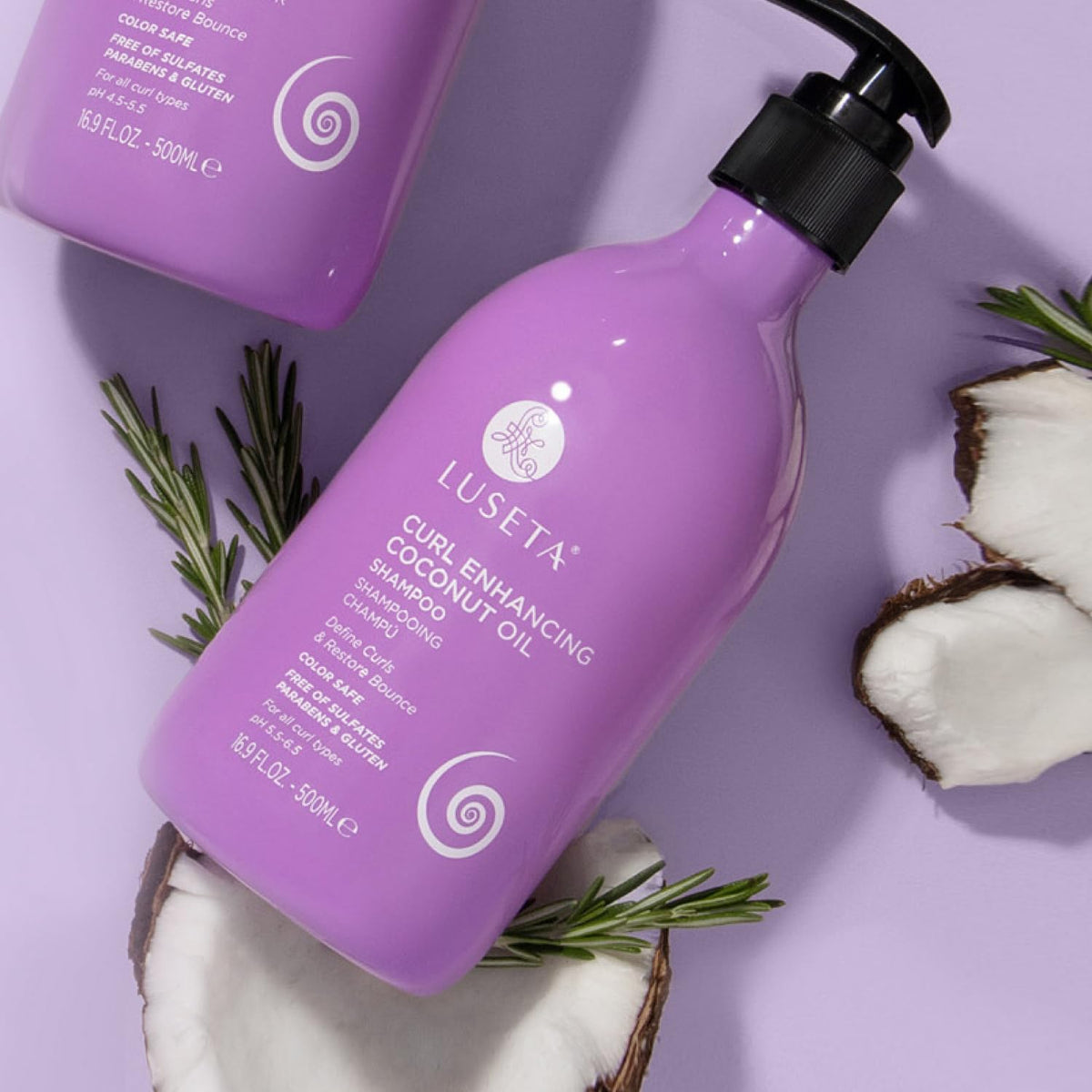 Luseta in-shower use on wet curls illustrating easy application