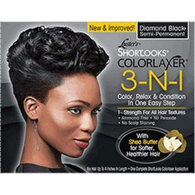 Luster Shortlooks front packaging showing Diamond Black shade and product benefits