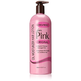 Luster's pink front packaging showing 32 oz bottle and clear branding for value