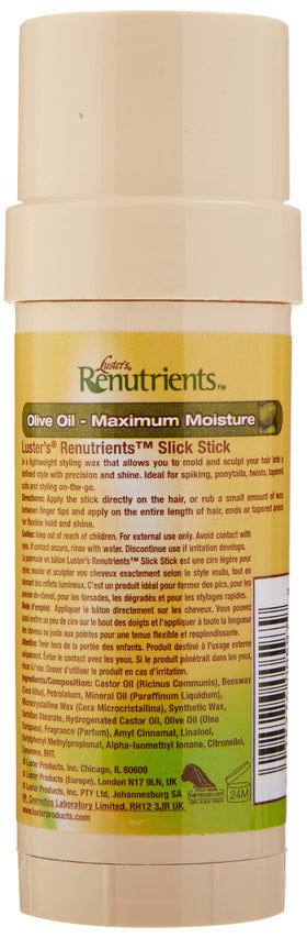 Luster's Renutrients Slick Stick applied to hairline gives smooth hold and shine