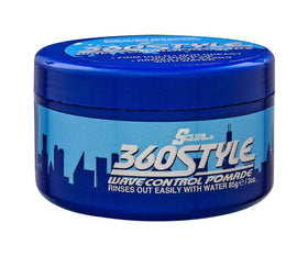 Luster's front packaging showing pomade jars and brand—clear product identification and convenience