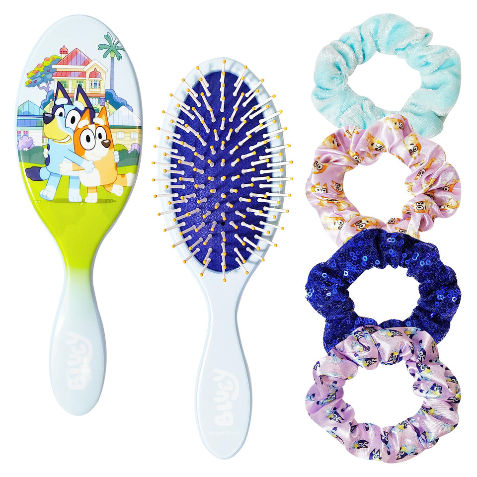 LUV HER front view brush showing Bluey design and easy grip benefit