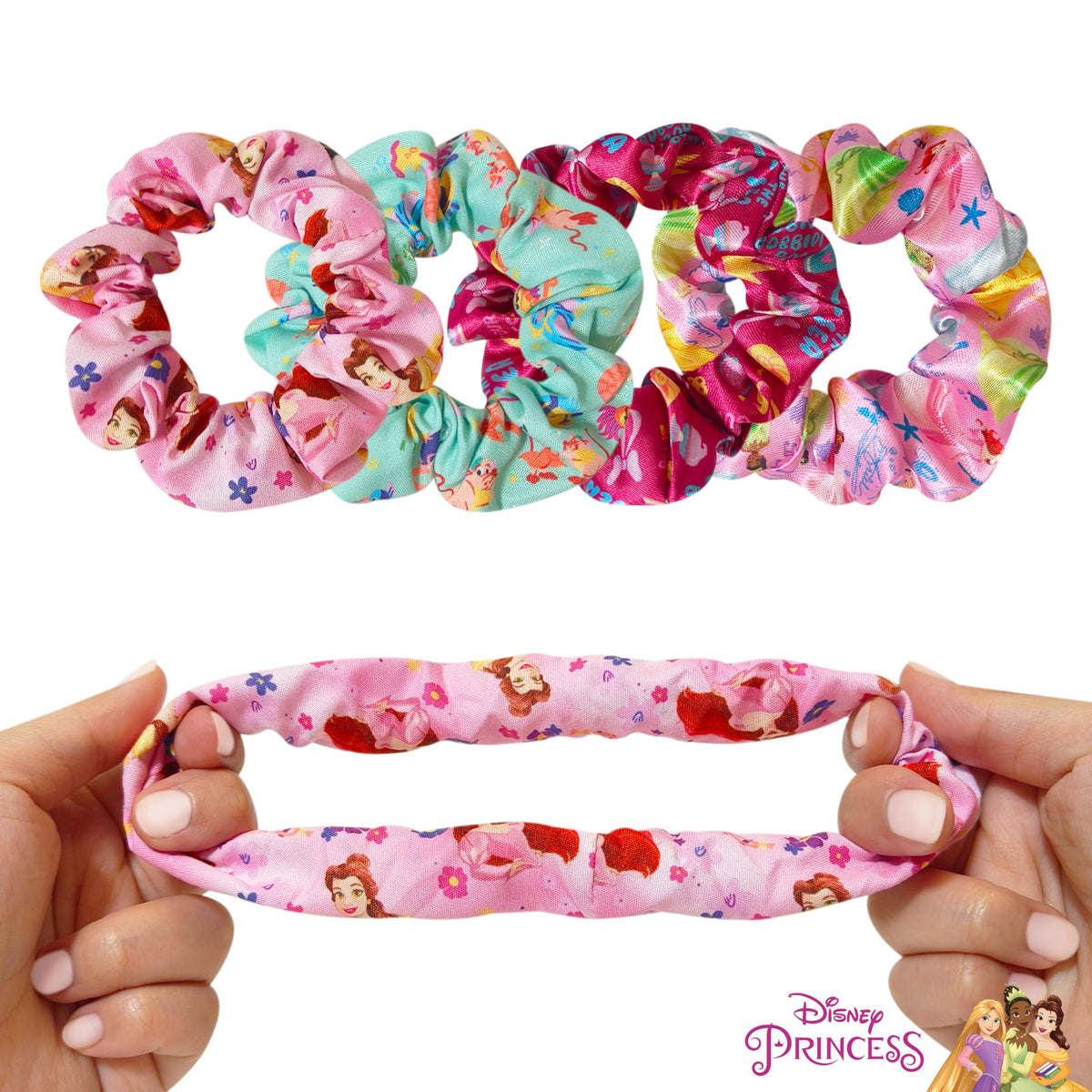 LUV HER detailed character print on scrunchie highlighting vibrant licensed Disney artwork