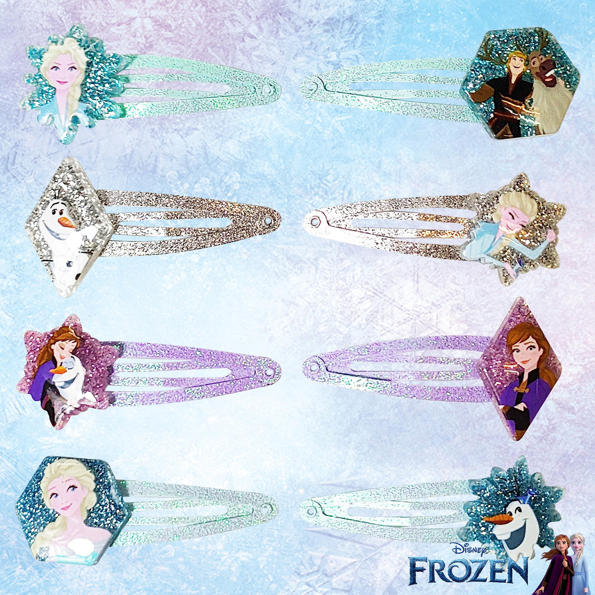 LUV HER multi-color Frozen clip collection laid flat for variety