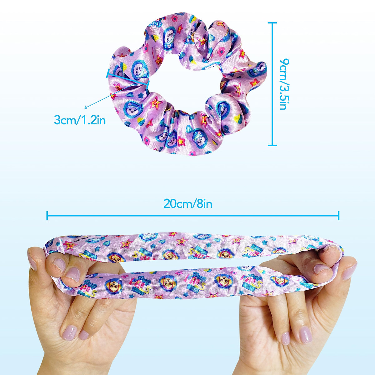 LUV HER scrunchie fabric texture closeup soft silk-feel prevents hair creases