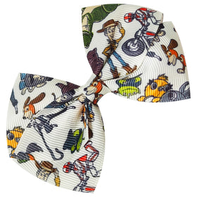 LUV HER clip in a child's ponytail adding playful Toy Story character flair