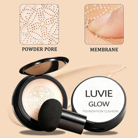 Luvie Glow open compact with cushion exposed for easy refill and quick touch-ups