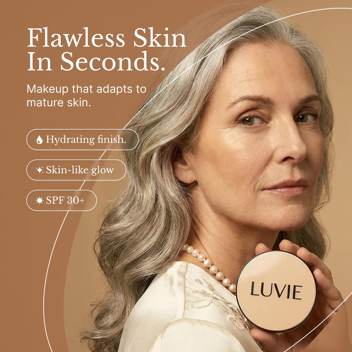 LUVIE open cushion compact with sponge applicator for tidy application benefit