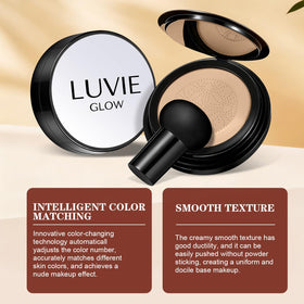 Luvie Glow Foundation in bathroom routine scene highlighting easy daily application and hydration