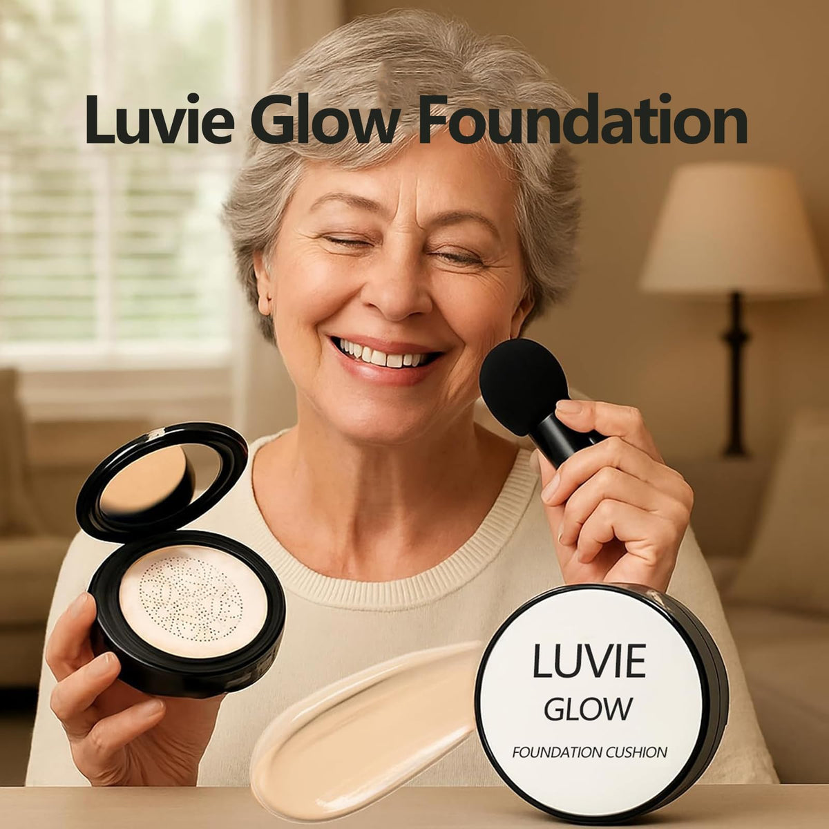 Luvie Glow mushroom puff close-up displaying soft texture for smooth application
