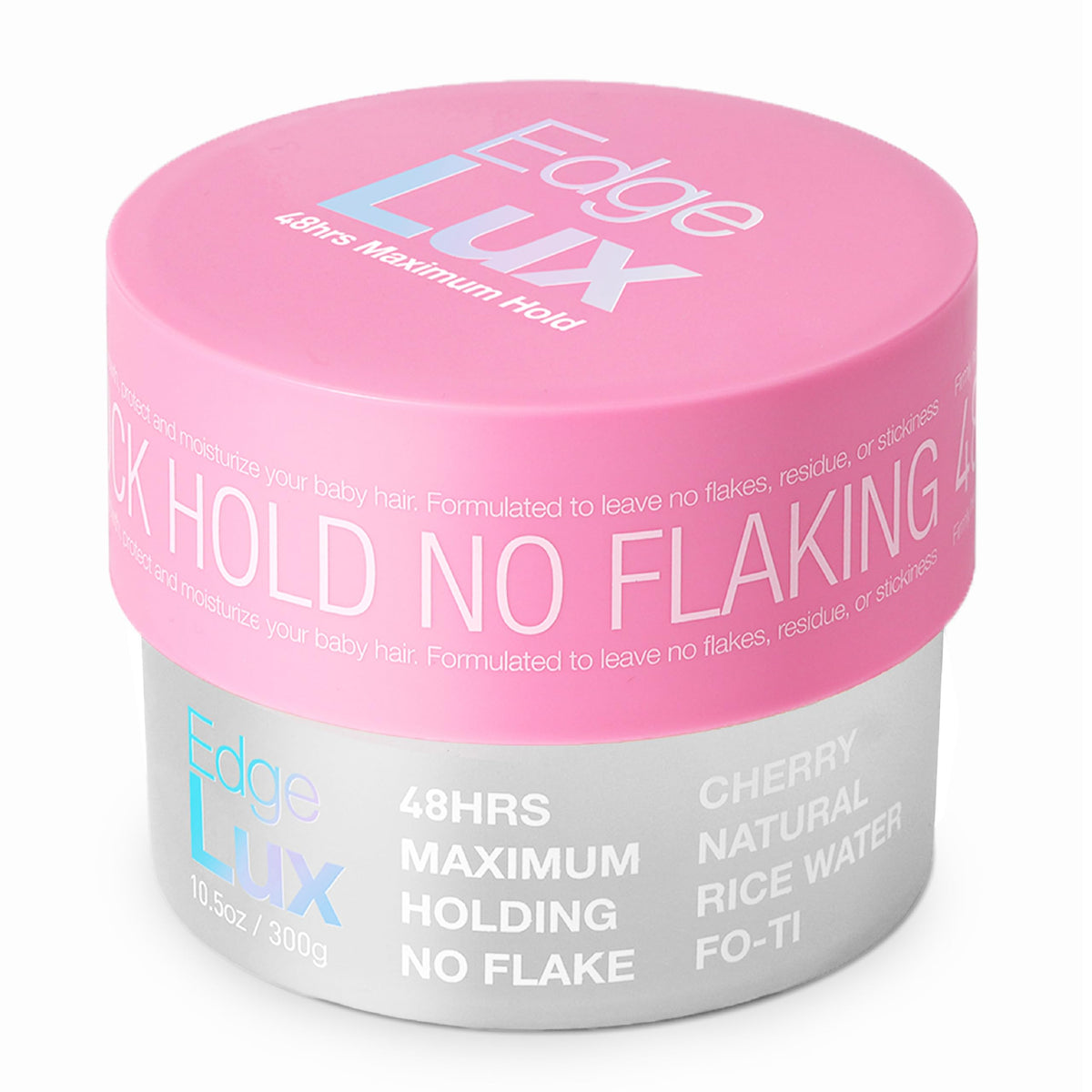 Lux Collection jar front view showing label and 48-hour hold benefit