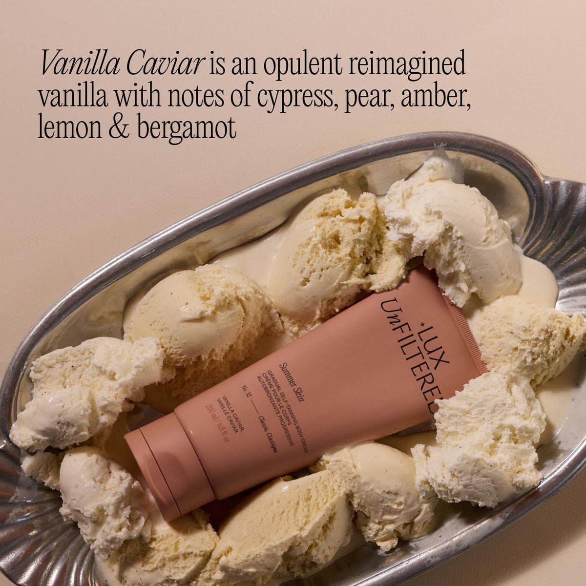 Lux Unfiltered application mitt smoothing lotion for even, streak-free results