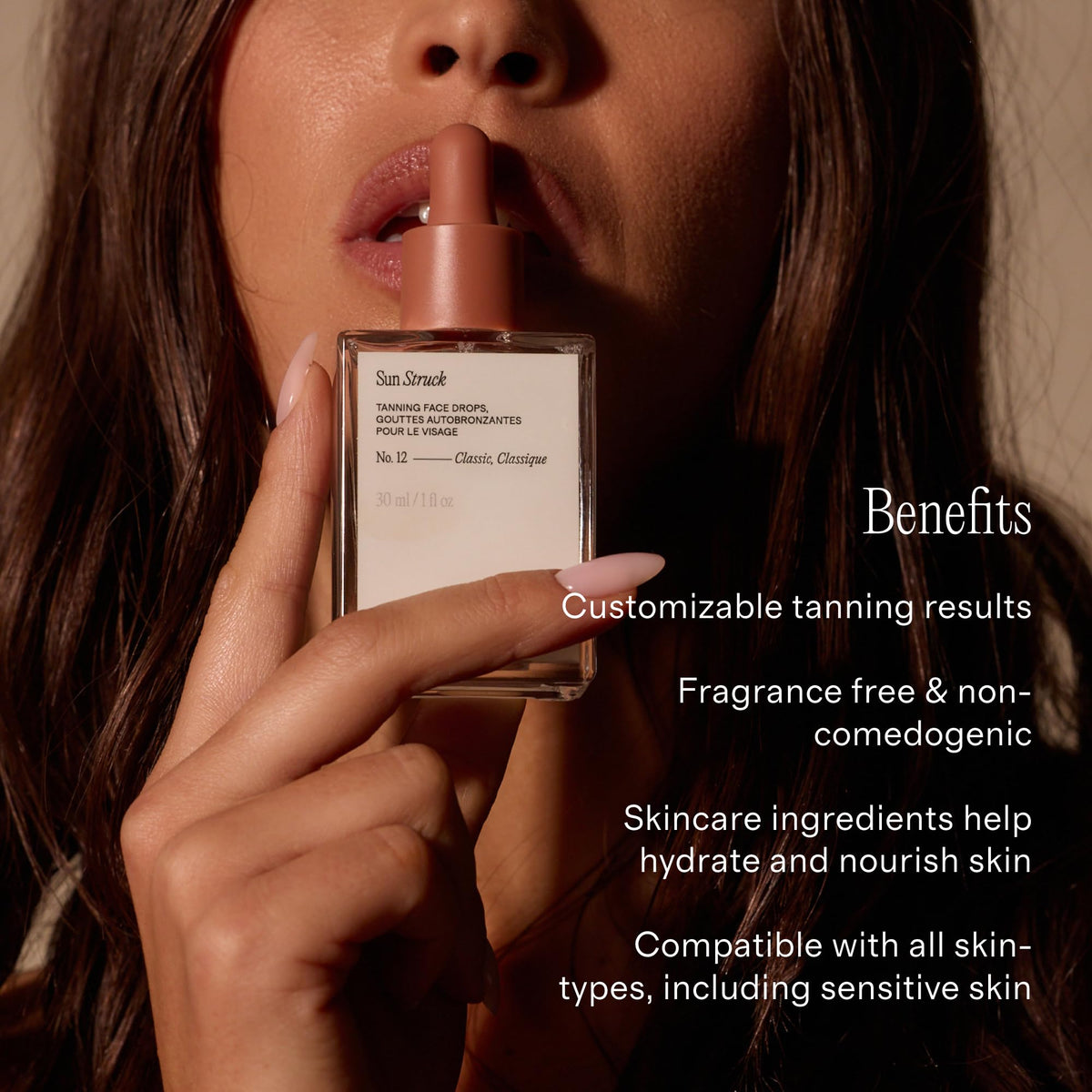 Lux Unfiltered drops mixed into moisturizer demonstrating customizable color control