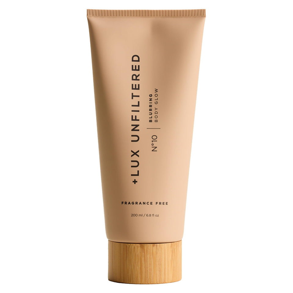 Lux Unfiltered front packaging showing elegant bottle and product sizing benefit