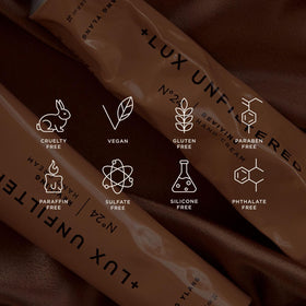 Lux Unfiltered label ingredient list close-up for transparency and clean formulation benefit