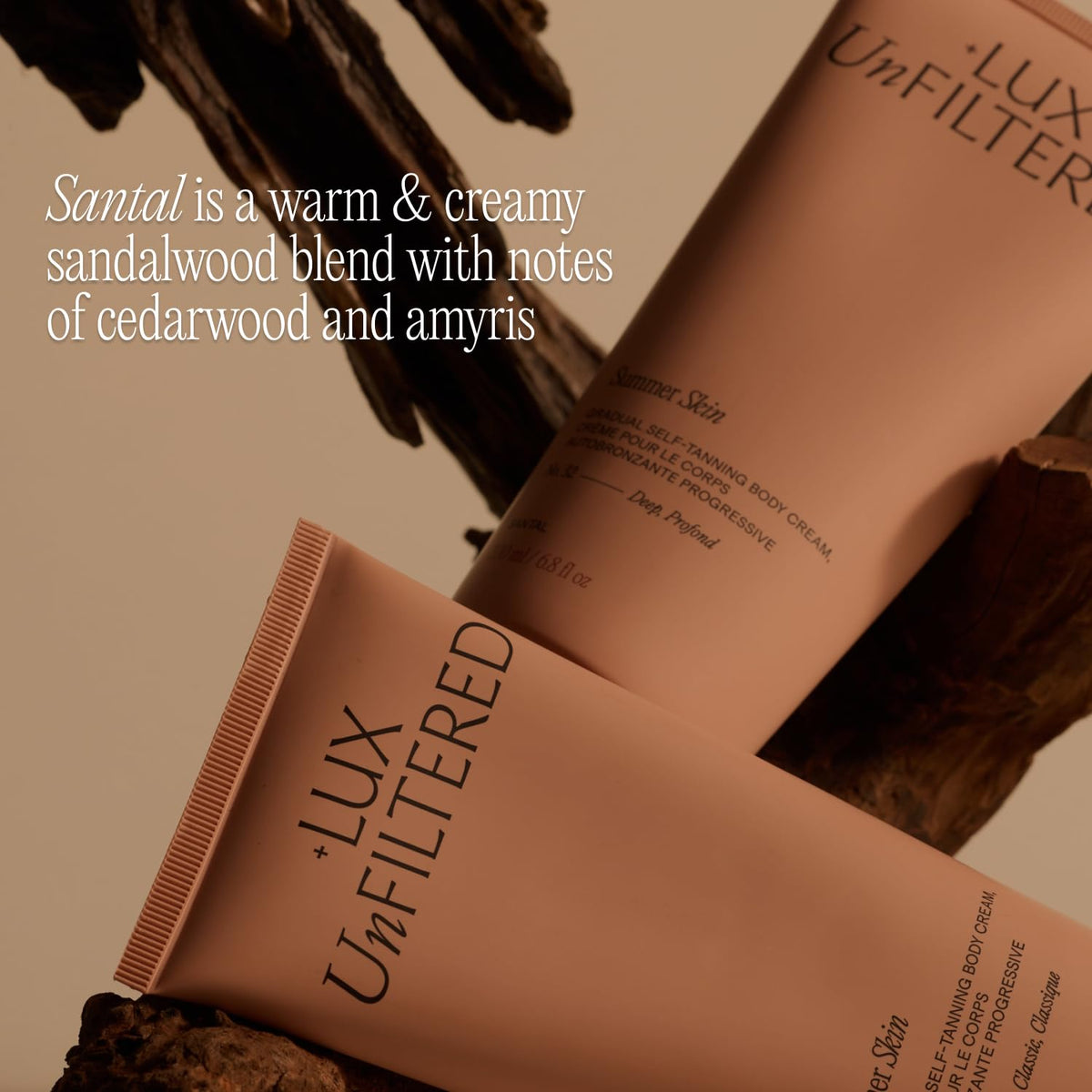 Lux Unfiltered N°32 before and after arm comparison showing gradual natural bronze benefit