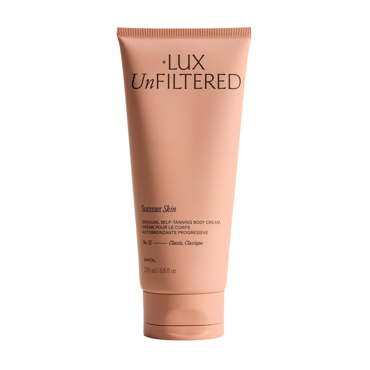 Lux Unfiltered N°32 front bottle showing clean packaging and natural look benefit