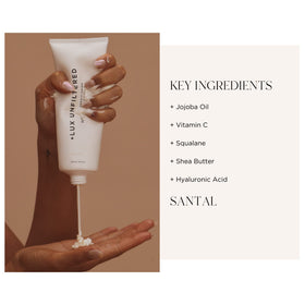 + Lux Unfiltered creamy lotion texture close-up illustrating fast absorption
