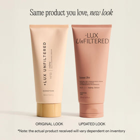 Lux Unfiltered close-up texture of lotion displaying smooth spreadability and fast-absorbing benefit