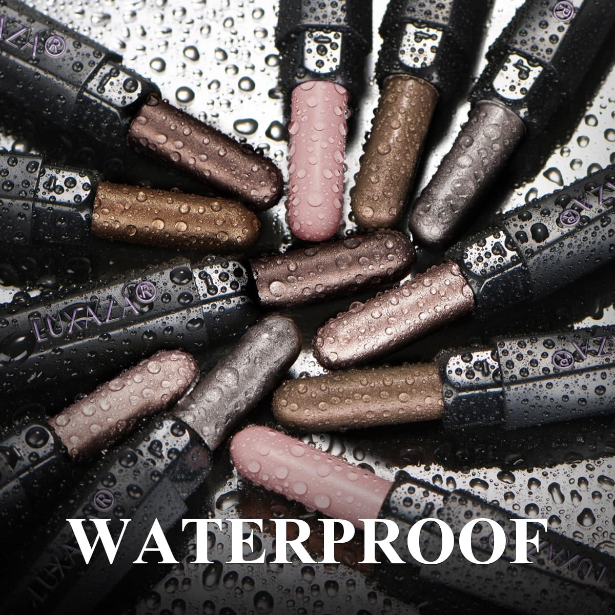 LUXAZA PRO applying a pencil to eyelid, creates precise liner and blended wash benefit