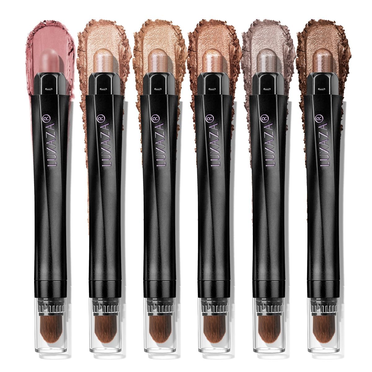 LUXAZA PRO front view of Brown Canyon set showing six pencils and packaging, quick neutral looks