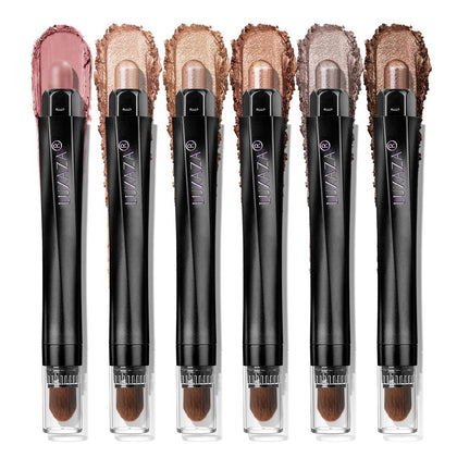 LUXAZA PRO front view of Brown Canyon set showing six pencils and packaging, quick neutral looks