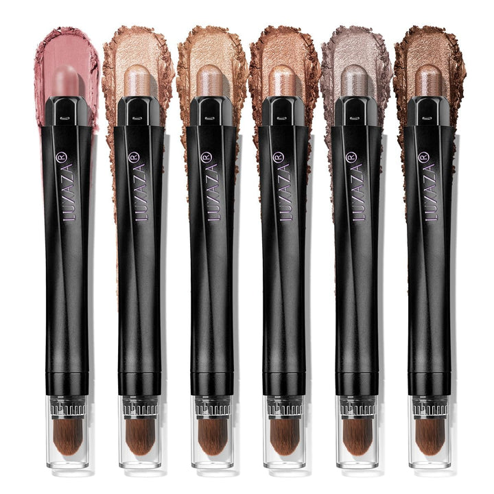 LUXAZA PRO front view of Brown Canyon set showing six pencils and packaging, quick neutral looks