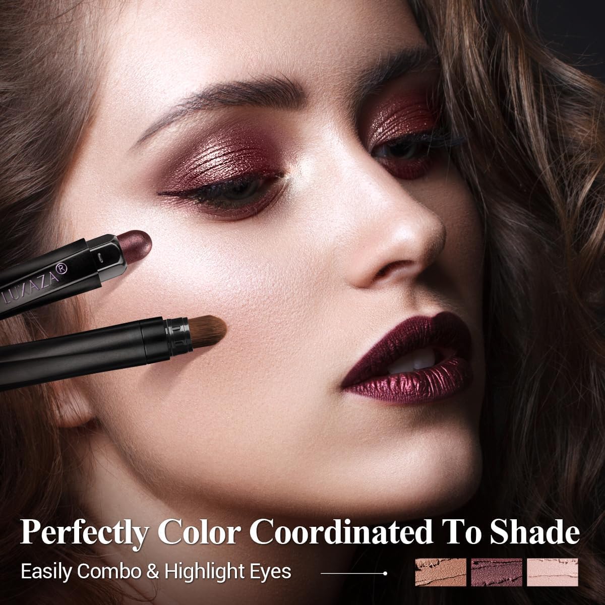 LUXAZA PRO built-in synthetic brush detail for easy blending and polished finish