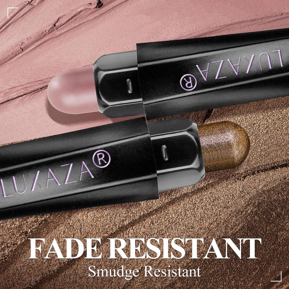 LUXAZA PRO swatches on wrist showing gradient from matte to metallic, helps shade selection