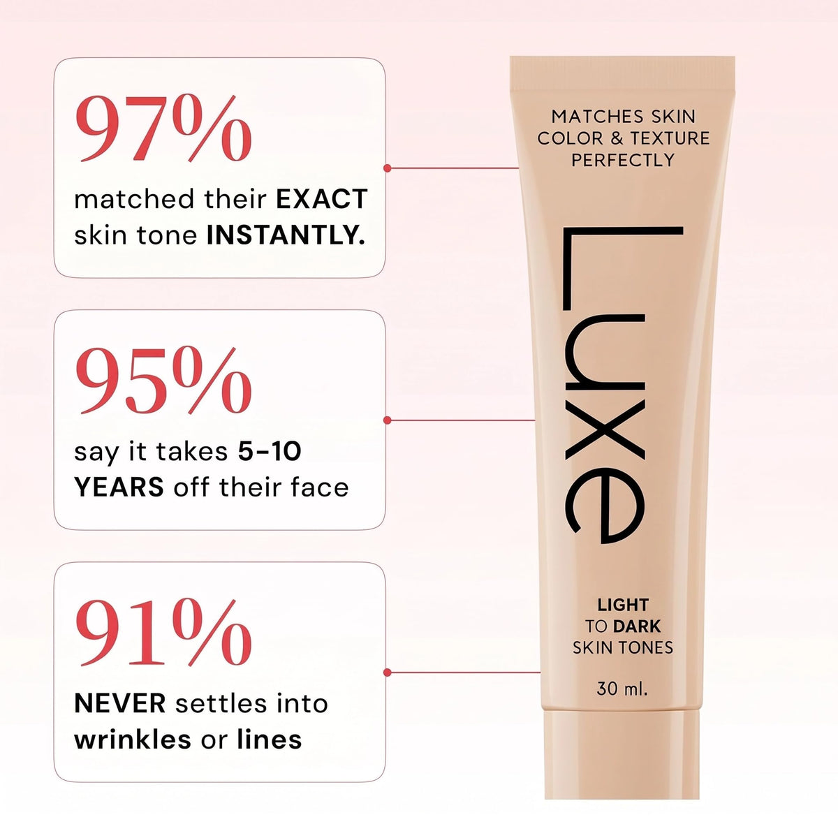 LUXE texture swatch highlighting smooth blendability and matte finish