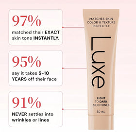 LUXE texture swatch highlighting smooth blendability and matte finish