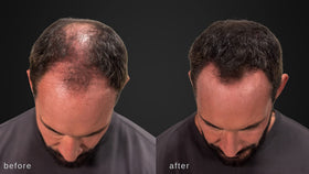 LUXE Professional combed styled hair showing blended fibers for natural finish benefit