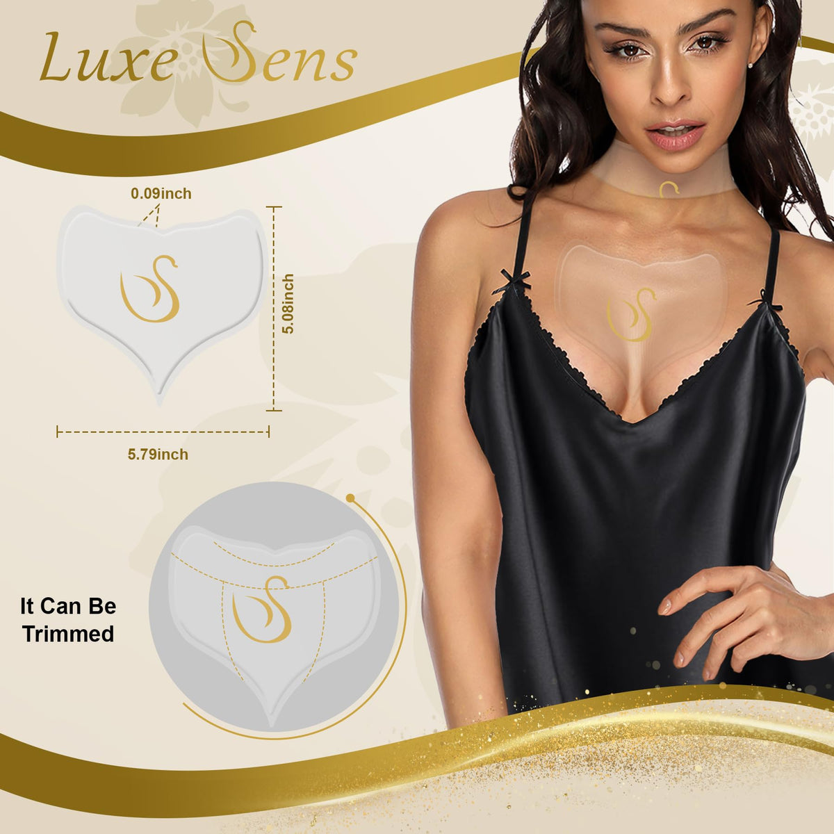 Luxe Sens packaging open display with two pads and trial patch for reusable solution