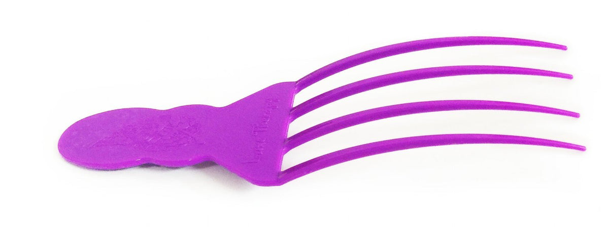 Luxe Therapy Scalp Soother purple front view shows curved design for gentle targeted itch relief