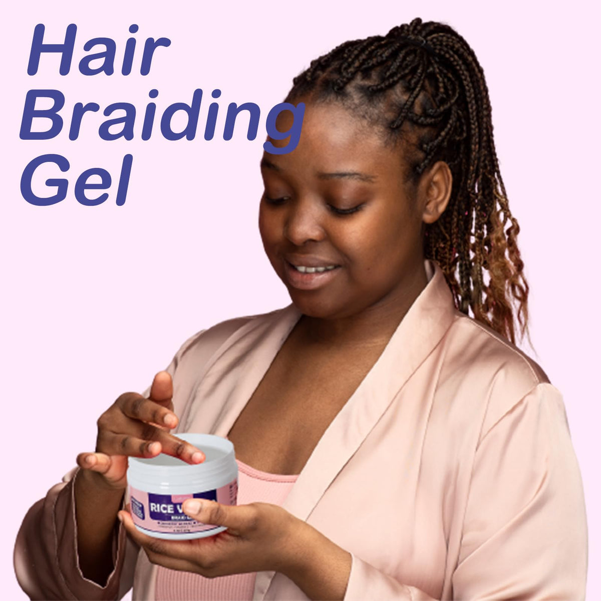 Hair stylist applying Luxfume braid gel to client's braids for secure hold