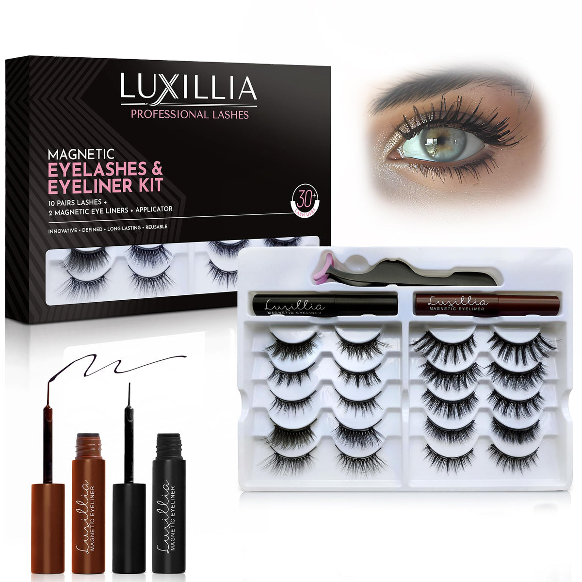Luxillia front packaging showing complete 13-piece kit and benefits