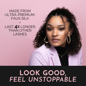 Luxillia lash strip held in hand to show scale and portability for travel