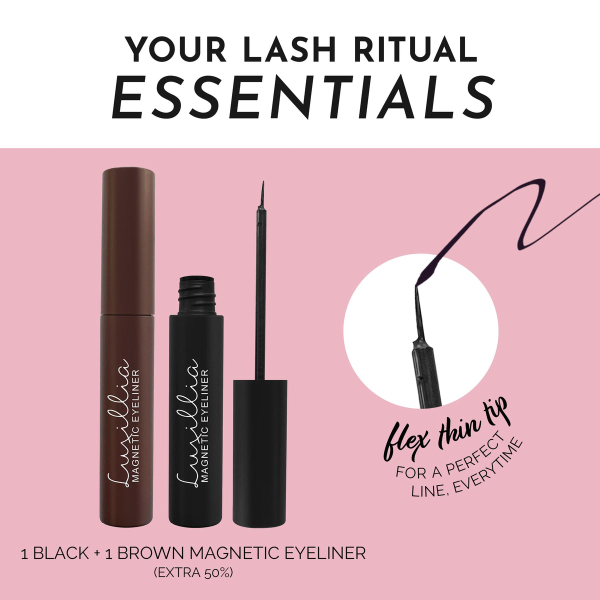 Luxillia texture swipe of liner on skin demonstrating smooth finish