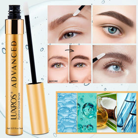 LUXROS before and after composite showing fuller brows after consistent nightly use advantage