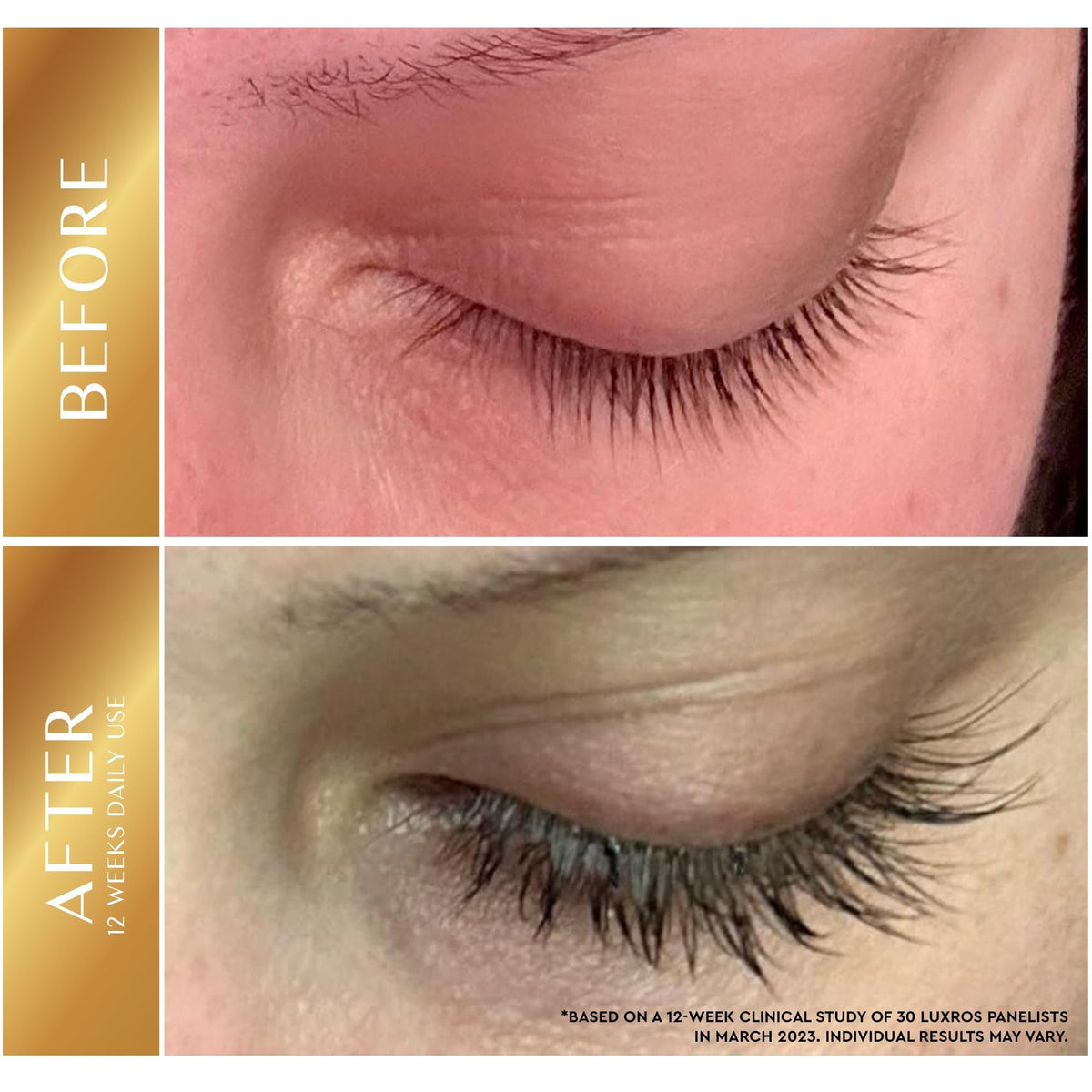 LUXROS serum applicator tip close-up for precise lash placement