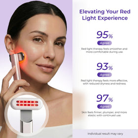 Luxvez serum being used with LED red light device for compatibility