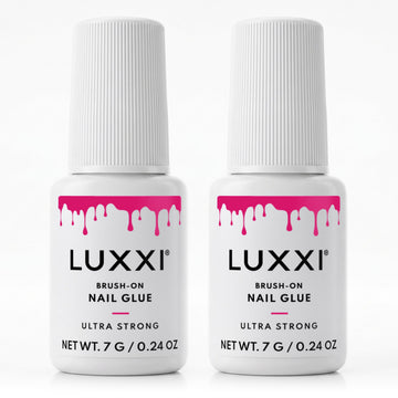 LUXXI front packaging showing two pink gel bottles and benefits