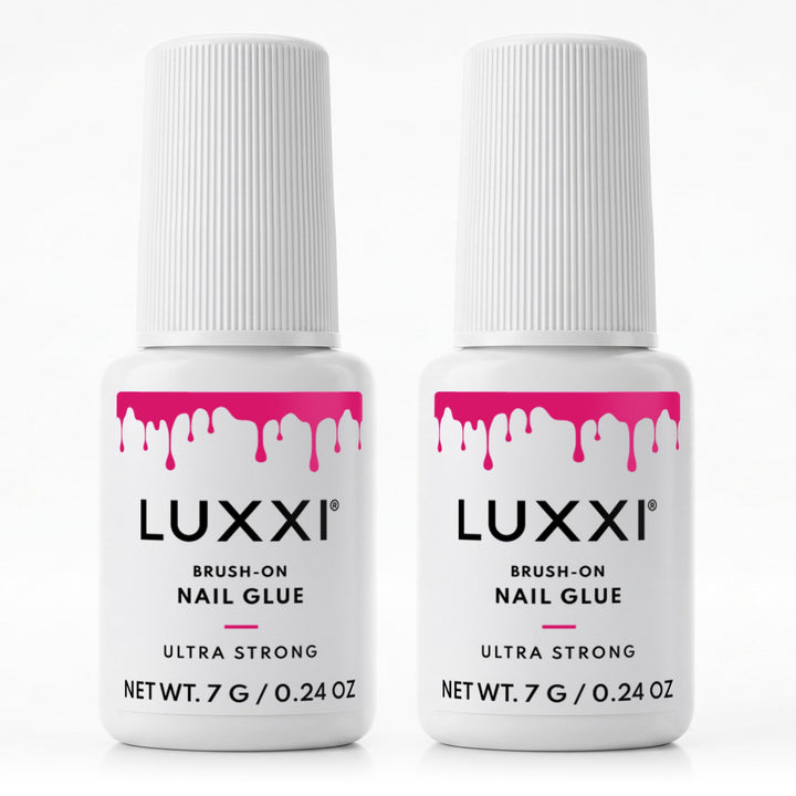 LUXXI front packaging showing two pink gel bottles and benefits