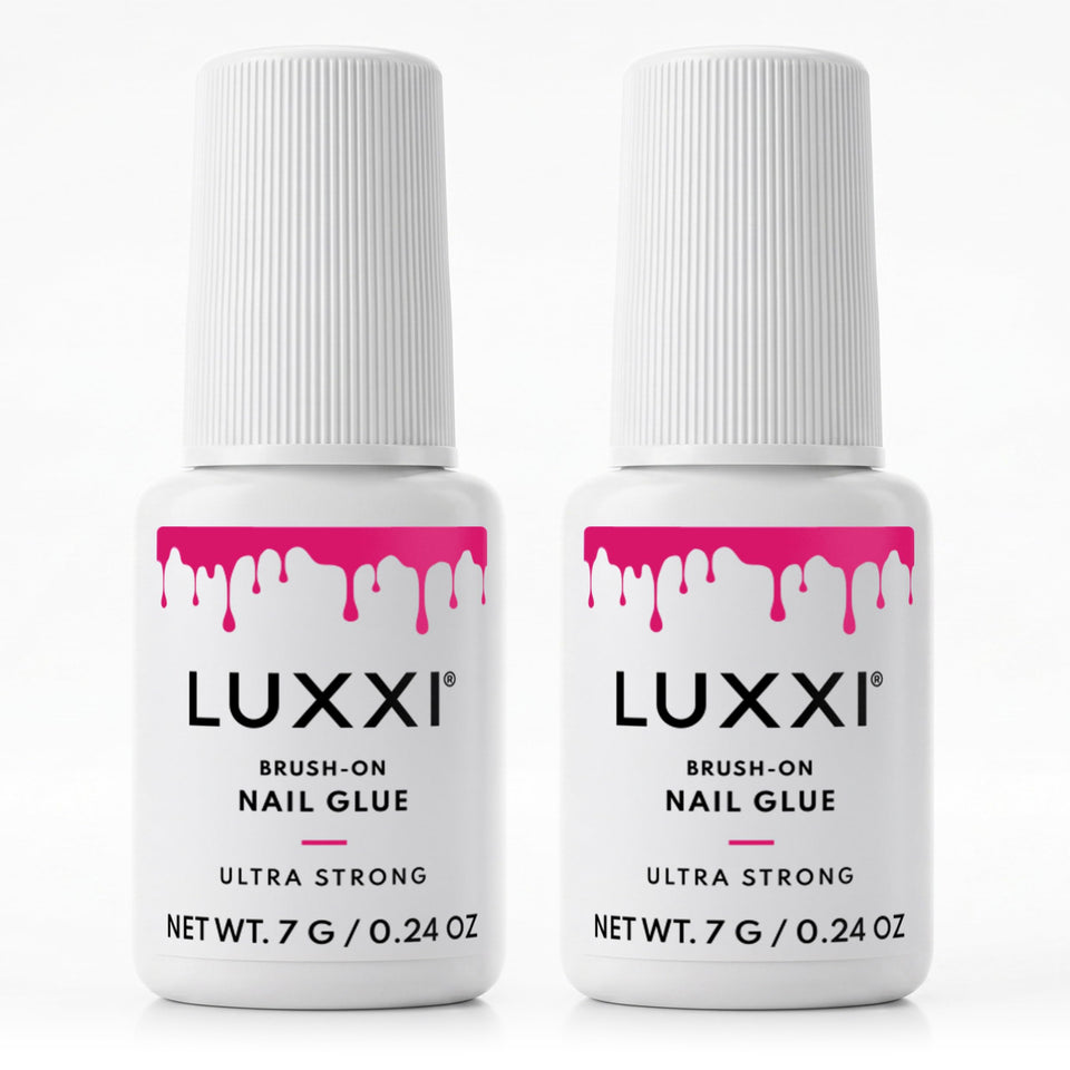 LUXXI front packaging showing two pink gel bottles and benefits