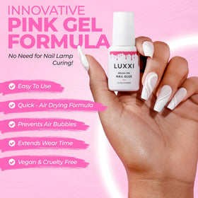 LUXXI precision brush close-up capturing accurate glue placement